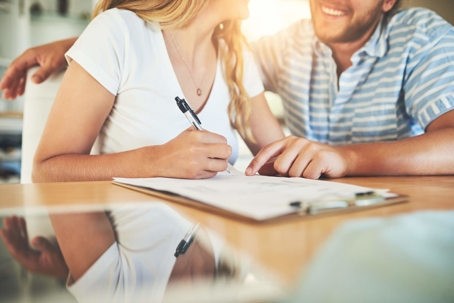 Couple signing marital agreement